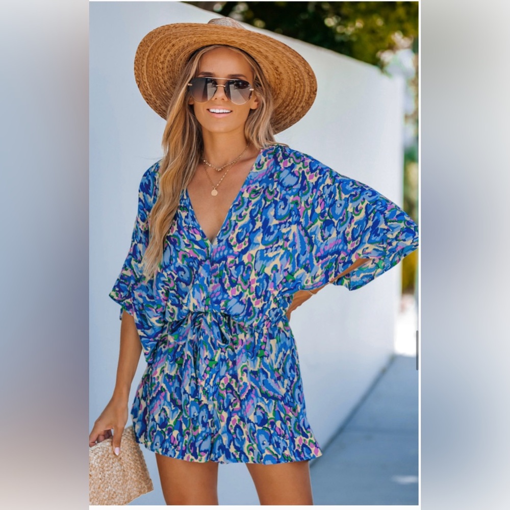 Cupshe Blue and Purple Patterned Cover-Up